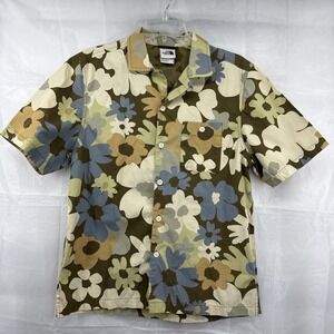 The‎ North Face Valley Easy Camp Shirt Loop Collar Men's Small Floral Print Flaw